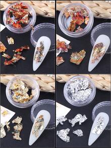 12色金属箔美甲装饰盒金银玫瑰金不对称薄片Y2K美甲设计DIY全息镜面沙龙美甲配件美甲用品 - 彩色 - 查看 7