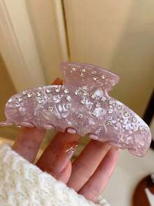 1pc/2pcs Fully Rhinestone Acetate Claw Clip High-End Rhinestone Hair Clip, Hair Claw Hair Accessory, Casual Fall Winter Hair Accessories For Women For Vacation Outfits Woman