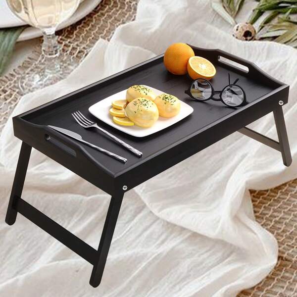 Bandeja de Cama de Bambu com Pernas Dobráveis - Bandeja de Café da Manhã com Alças, Servir Café da Manhã na Cama ou Usar como Mesa de TV, Bandeja para Laptop, Bandeja de Lanche, Bandeja de TV, Escrivaninha, Mesa de Piquenique