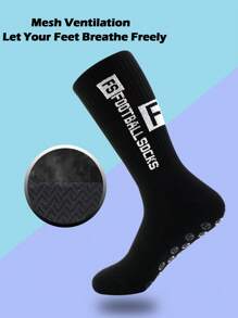 FLSHMCEN 3/6 pares de calcetines de fútbol para hombres con almohadillas antideslizantes para fútbol, baloncesto y deportes