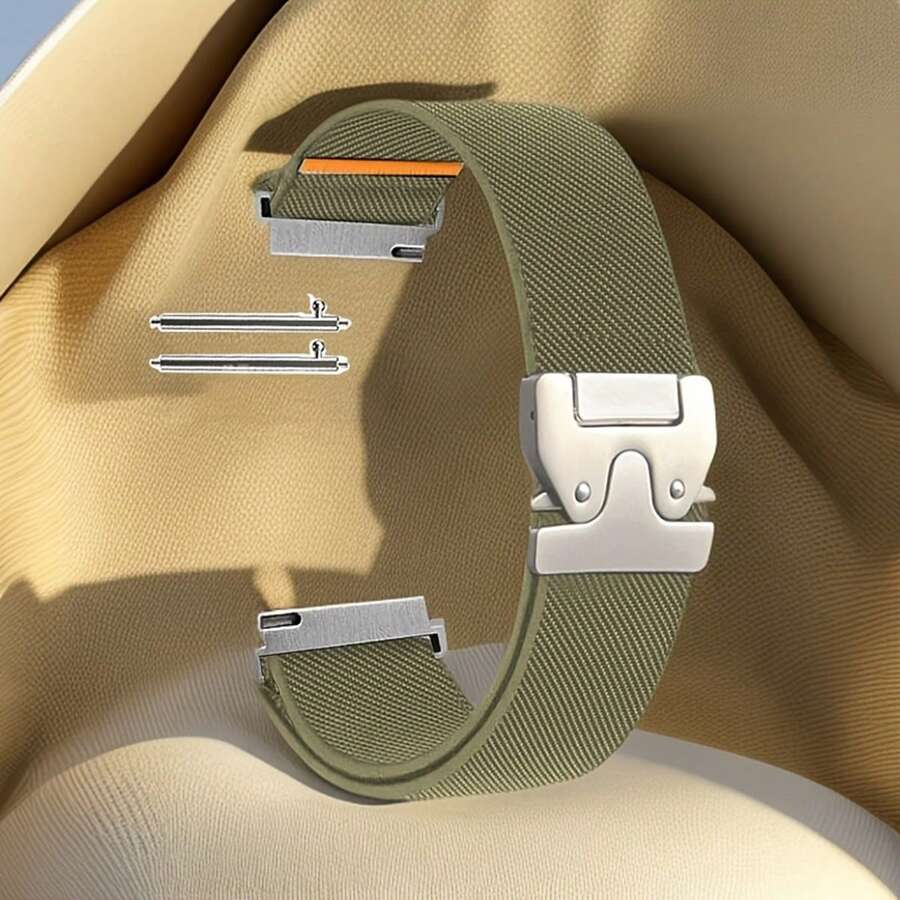 1条18mm/20mm/22mm尼龙弹力表带，带降落伞扣，兼容三星Galaxy Watch 7/6/5/4/3/6 Classic/4 Classic/Active 2；快拆弹力织物替换表带，兼容Garmin Venu/Venu4/3/Venu 3S/Forerunner 245/255/645/935/945/255S/265S手表；兼容Amazfit Bip6/5/GTS4/3/2/BIP U/Bip3表带；男女通用智能手表表带