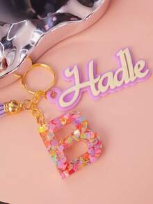 1 PC Custom Name Handmade Colorful Resin Keychain, Personalised Heart Initial Resin Keychain, Letter Keychain, Gift Idea, Kids Backpack Charm