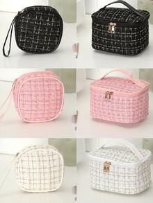 1pc Large Capacity Cosmetic Storage Bag, Portable Travel Light Luxury Style Makeup Bag.