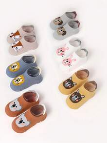 12/6 双装婴儿卡通袜，带拉袢和防滑设计，适合婴儿在地板上穿着，防滑婴儿袜，新生儿袜，幼儿袜，非常适合作为万圣节、感恩节、圣诞节礼物。 - 彩色 - 查看 9