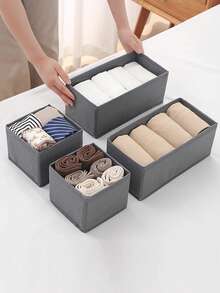 1/3/6/9/12 paquetes de cajas de almacenamiento de tela plegables, organizador de armario y gaveta, cestas y contenedores de tela para ropa interior, sostenes, calcetines, lencería y ropa - Gris - Ver 7