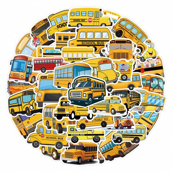 55 Piezas de calcomanías de autobús escolar, pegatinas estéticas de vinilo para manualidades, diario, paragolpes, monopatín, botella de agua, dibujos animados, casco duro, calcomanías y decoraciones para autos