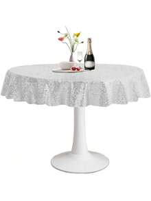 1 pezzo di tovaglia luccicante in oro/argento, copertura da tavolo metallica lucida per feste di compleanno, Ognissanti, matrimoni, decorazione di hotel, Natale - argento - Visualizzare 16