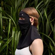 Máscara facial de estilo bohemio de unicolor, protege con precisión el rostro y el cuello, material ligero y transpirable que evita la pegajosidad, adecuada para deportes al aire libre, vacaciones en la playa y talla grande escenarios, afronta fácilmente el verano caluroso, ¡salidas despreocupadas y con estilo!