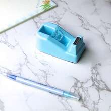 1pc Desktop Tape Dispenser, Colored Plastic Creative Tape Cutter For Office, Tape Holder - Blue - View 2