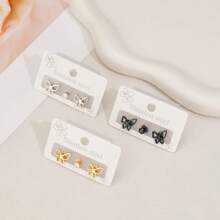 3 piezas Pendientes de mujer, de acero inoxidable, con diseño de murciélago, aptos para uso diario, pendientes de moda simple con diseño animal, regalo para festivales de mujer