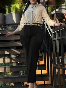 ChicMe 时尚经典高腰直筒办公室裤