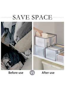 1pc/3pcs Large Wardrobe Clothing Divider Storage 7 Cabinet Storage Box Washable Drawer Wardrobe Storage Box Underwear Folding Storage Bag