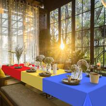 1pc, 54x108 Inches, High Quality Disposable Plastic Tablecloth, Decorative Rectangular Disposable Tablecloth, Plastic White Tablecloth, Events Weddings, Indoor And Outdoor, Party Decorations, Suitable For Halloween Parties, Events And Weddings, Indoor And Outdoor, Christmas Party Supplies - Multicolor - View 6