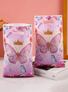 50 piezas Bolsas de regalo con diseños de mariposa, flor y corona, para favores de fiesta, envoltura de regalos de cumpleaños
