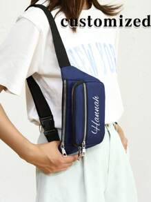 1pc Customized Women's Waist Bag, Chest Bag, Crossbody Bag, Bum Bag,Nylon, Light Waterproof, Thick , Multi Space, Simple And Lightweight, Suitable For Women's Sports, Shopping, Commuting, Vacation, Travel, Hiking, Cycling, Running, Campus, Holiday Gifts, Mother's Day Gifts, Minimalist, Casual, Fashionable, Elegant.Mother's Day