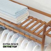 Magshion Bamboo 5 Tiers Modern Trapezoid Coat Rack Closet Organizer Wardrobe Brown For Bedroom - 肉凍 - 查看 6