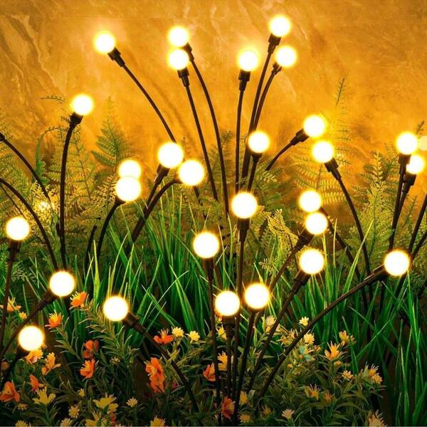 1 Stück 6/8/10 LED warmweißes Solarfeuerlicht Garten Deko, wasserdichte Outdoor Solar Gartenbeleuchtung für Hof, Gehweg, Terrasse und Rasendekoration