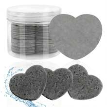 50-Count Compressed Face Sponge Natural Face Exfoliator Disposable Face Sponge For Cleansing Round Soft Face Cleansing Pad With Storage Container For Home And Travel.