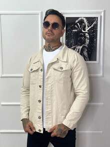 Men's Denim Jacket - 米色 - 查看 1