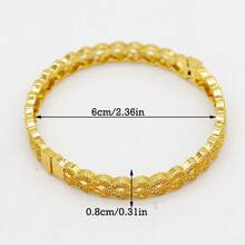 1pc Luxury Copper Bangle - Dubai Style, No Mosaic, Electroplated Surface, Suitable For Daily Wear And Gifting - Fits All Seasons - Yellow Gold - View 4