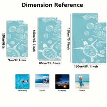 1pc Microfiber Sea Turtle, Starfish, Seaweed, Seahorse Print Beach Towel Travel Essentials Travel Accessories Beach Essentials - Multicolor - View 3