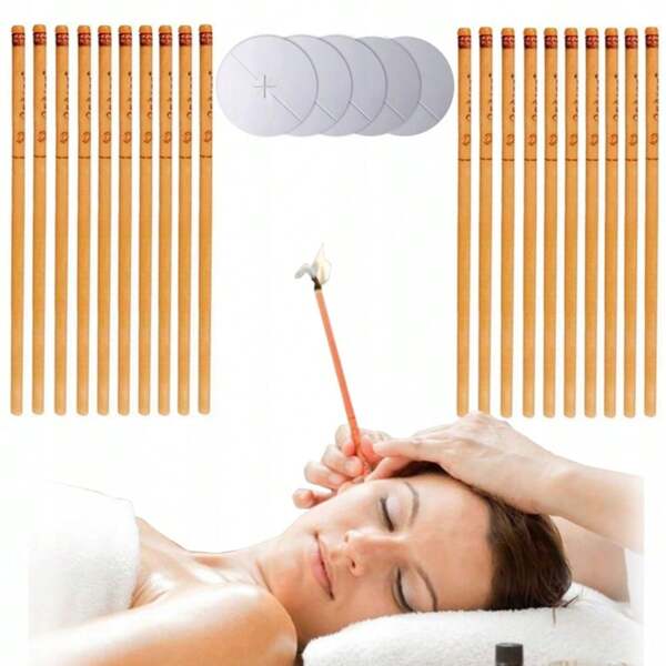20 x Ohr Reinigung Kerze Wachs Entferner Horn Ohrstöpsel Aromatherapie mit 5 Klammern