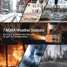 Solar Radio, Portable Crank Radio Dynamo Radio With AM/FM, LED Reading Lamp With Motion Sensor, SOS Alarm For Emergency Outdoor - Orange - View 3