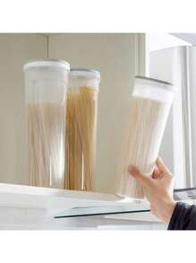 1pc Pasta & Grain Plastic Storage Box With Hanging Pasta Container, Airtight Canister For Kitchen Noodle Storage, Home Decor, Party & Christmas Storage
