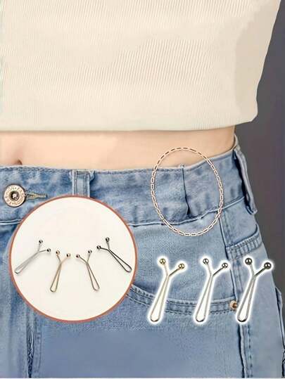 1/2/4Pcs Invisible U-Shaped Waist Clips, Pants Waistline Shortening Clips, Adjustable Waistline/Hem/Cuff Length Without Sewing, Suitable For Clothing, Scarves, Curtains And Daily Use Women's Non-Slip Clips, Scarf Clips, Tightening U-Shaped Hair Pins, Belt Fasteners, Waist Fashion Alloy Brooch And Pin Set - Multi-Functional Metal Pins For Scarves, Pants, Collars And Cuffs - No Coating, Detachable, Seamless Design, Suitable For Daily And Sportswear