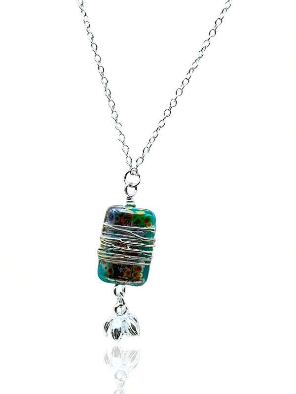 Glass And Floral Charm Necklace