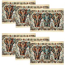 1/4/6 piezas Manteles individuales lavables de lino con estampados, salvamanteles protectores para mesa de interior y exterior, adecuados para vacaciones, fiestas, cocina