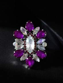 LuxstyWear Exaggerated Geometric Large Ring Crystal Finger Ring Statement Jewelry Women Wedding Adjustable Wedding Open Rings - Ring - View 9