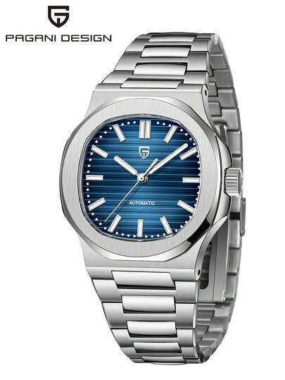  PAGANI DESIGN Men's Vintage Classic Blue Stainless Steel Watch, Sapphire Glass, Luminous, Water Resistant, PD-1728