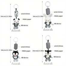 Plush Baby Toys With Portable Hanging Ring, Black & White Rattle Toy - Stroller Wind Chimes Plush Rattle Doll, Suitable For Car Seat - Ideal Gifts For 0-3-6-9-12 Month Baby Boys & Girls, Newborn Toys, Foxes