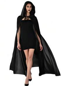 中性连帽斗篷服装，派对角色扮演斗篷，110 厘米、140 厘米、160 厘米，女式 Crow 成人化妆舞会配饰，连帽斗篷，黑色斗篷长袍，中性派对服装（黑色，单层）