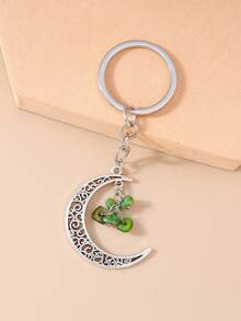 1pc Creative Tassel Turquoise Hollow Moon Key Chain, Unisex, Suitable For Everyday Commuting Wear - Multicolor - View 9