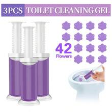 42 Count Fresh Flower Gel Stamp Toilet Cleaner, Air Freshener, Fresh Bathroom Toilet Cleaning Gel Stamp, Helps Keep Toilet Clean, Prevents Scale And Toilet Ring, 6 Fragrance Options, Includes 1 Dispenser And 4 Gels - Lavender - 查看 3
