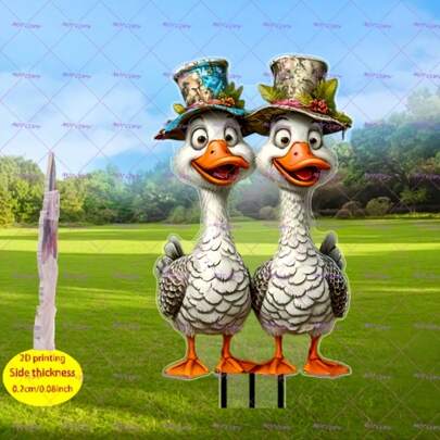 Decoración de jardín de pato lindo en 2D con estaca para el suelo, adecuada para patios, plantas en macetas, césped y jardinería > Decoración para exteriores > Decoración para fiestas al aire libre > Otros