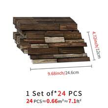 12/24/48 件深棕色 3D 设计即撕即贴瓷砖防溅板，大理石图案乙烯基瓷砖贴纸，厨房和浴室乙烯基地板自粘瓷砖 - 彩色 - 查看 15