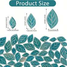100g Leaf-Shaped Mosaic Ceramic Tiles, Available In Blue/Green/Red, 3 Assorted Sizes, Smooth Surface Easy To Clean, Excellent Material For Handicrafts, Wall, Floor, Stair Decoration And Renovation - Multicolor - View 9