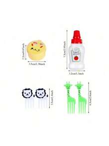 28pcs Dinnerware Set, Includes Food Sticks, Mini Condiments, Dessert Forks, Silicone Cupcake Liners, Food Cones, Ketchup Squeeze Bottle, Mini Funnel Sauce Containers, Cute Cartoon Cutlery Set, Kitchen Supplies - Multicolor - View 3