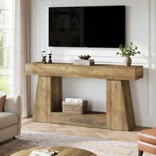 Tribesigns 63'' Farmhouse Console Table, Wooden Sofa Table For Living Room, Narrow Entryway Table - 棕色 - 查看 4