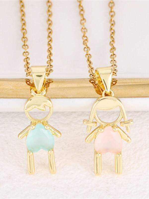 1pc Colorful Zirconia Unisex Pendant Necklace, Unique & Personalized Minimalist Necklace Suitable For Couples, Best Friends