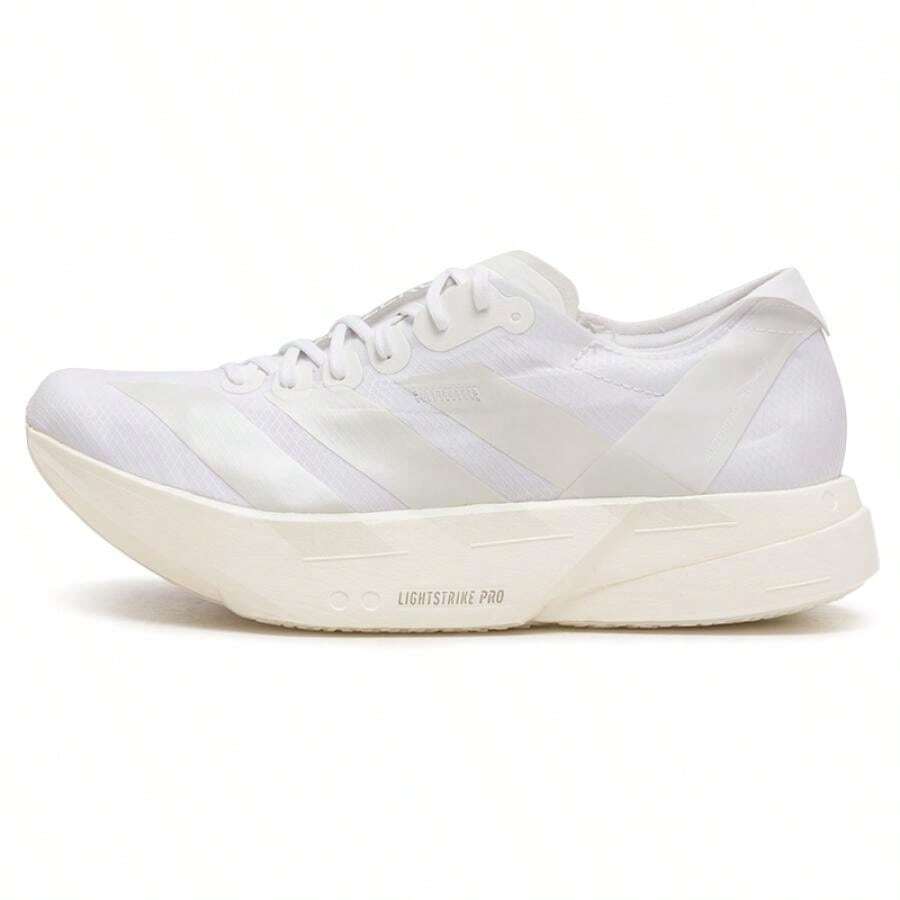 Adidas Zapatillas de running ADIZERO ADIOS PRO 4 M, suela gruesa y amortiguación, zapatos deportivos de entrenamiento de fitness para hombre, zapatos de running de carretera JR6366 - Blanco/Blanco lechoso - Ver 1