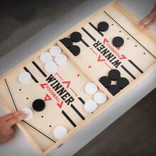 1PC Wooden Table Top Quick Hockey Battle Game Paced Slingshot Puck Board Game Sling Puck Winner Party Game Adult Family Game Desktop - Multicolor - View 2