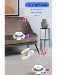 3-In-1 Rechargeable Interactive Cat Toy With Trackball, Flapping Wings, Butterfly & Feather, USB Charging, Indoor Game, Auto Motion Sensor, Cat & Dog Toy