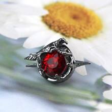 1pc Vintage Style Red Gem Crow Brooch, A Fine Collectible Feature For Anime/Game Fans And Gift, Also Suitable For Party/Holiday Wear And As Valentine's Day Present