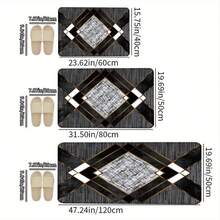 1pc/2pcs Creative Modern Geometric Print High Elasticity Absorbent Non-Slip Kitchen Mat, Suitable For Bedroom, Kitchen And Bathroom, Absorbent Household Doormat, Multipurpose Entrance, Kitchen, Bathroom Mat - Black - View 3