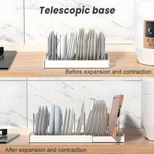 Pot Rack - Expandable Pot Storage Rack, Suitable For Cabinets, Telescopic Pot Lid Rack With 7 Adjustable Compartments, Suitable For Kitchen Cabinets, Cooking Utensils, Baking And Frying Rack, Available In White And Gray - trắng - Xem 3