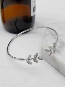 1pc Fashion Minimalist Leaf Decorative Open Bracelet Suitable For Girls To Wear